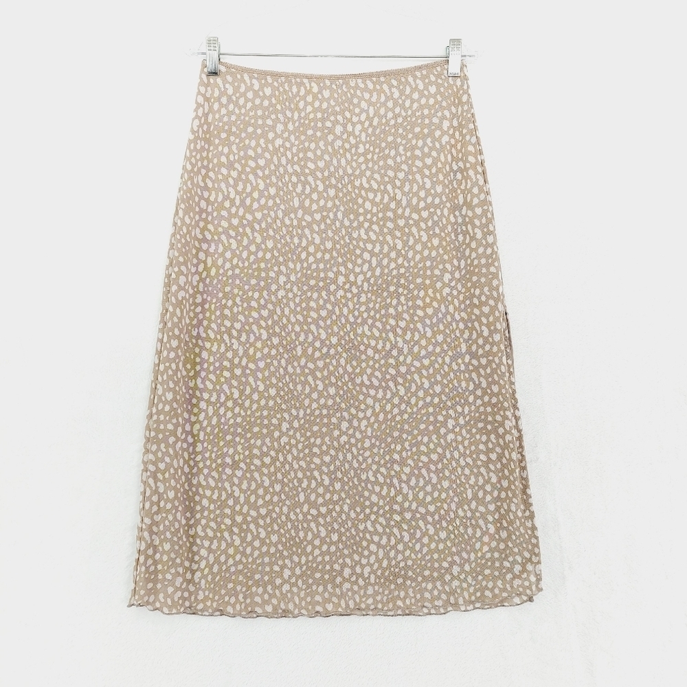 Beige Printed Midi Skirt